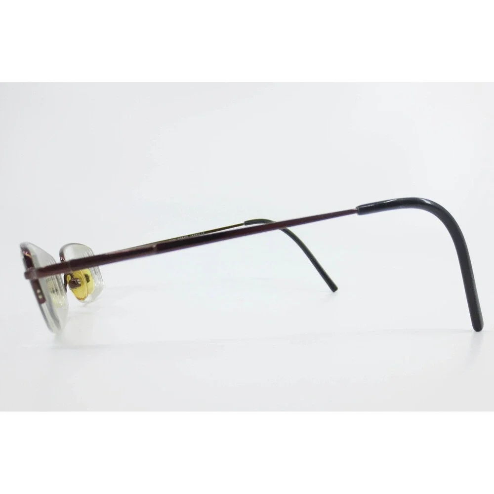 Saki MOD.307 Brown Semi Rimless Rectangular Eyeglass Frames Japan 50-17-140 BWN